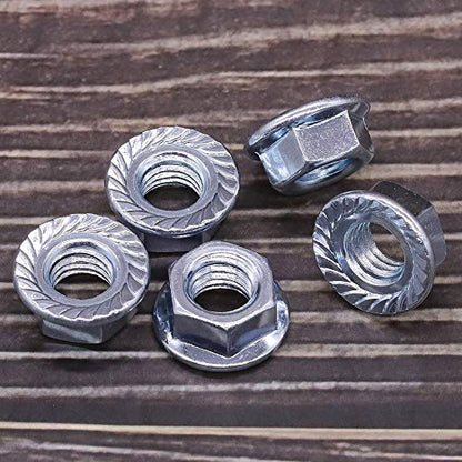 7/16"-14 UNC Serrated Flange Hex Locknuts Lock Nuts, Zinc Plated Carbon Steel, 11/16" Hex Drive, 20 PCS - size: 7/16"-14