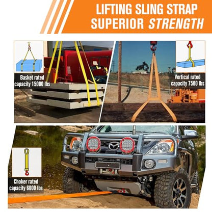 2 Pcs 2" x 10FT Heavy Duty Nylon Lifting Slings and Straps