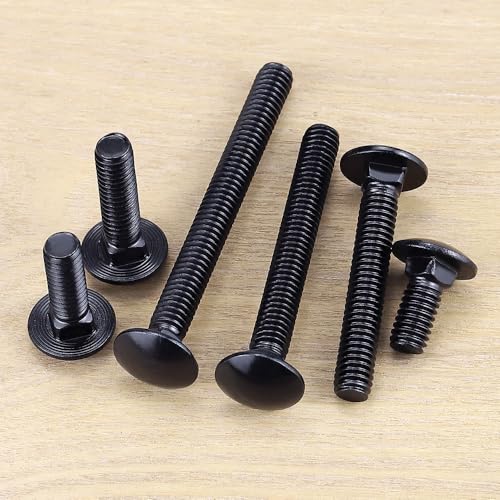 1/4-20 x 1 Black Steel Carriage Bolts, 304 Stainless Steel 18-8, Round Domed Head Square Neck Carriage Bolts Screws, Coarse Thread UNC, 25 PCS - size: 1/4-20 x 1"