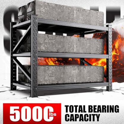5000LBS Heavy Duty Storage Shelves, 59"W Adjustable Garage Shelving Unit, Rust Proof Large Metal Storage Rack, 20"Dx59"Wx54.3"H Industrial Shelving for Warehouse, Basement, Shop, Supermarket