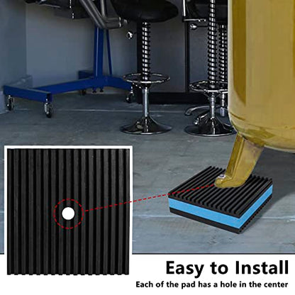 LBG Products Anti Vibration Pads,2" X 2" X 7/8" Heavy Duty Blue EVA Rubber Anti Vibration Isolation Pad for Air Compressor,Washer and Dryer,HVAC,Treadmills,Air Conditioner Accessories,Pack of 4 - size: 2" X 2" X 7/8"