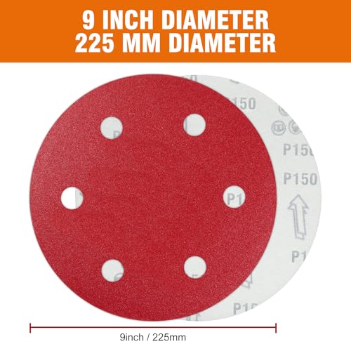 30 PCS 9 Inch Drywall Sanding Discs 150 Grit 6 Hole - color: 6 Hole, size: Grit 150