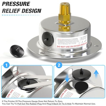 MEANLIN MEASURE 0~160Psi Liquid Filled Pressure Gauge Front Flange Panel Mount, 1/4" NPT 2.5" FACE DIAL Stainless Steel Case with Phillips Screw and Nut, +/-3-2-3% - size: 0-160Psi