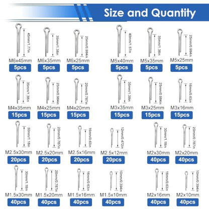 520Pcs Cotter Pins 24-Sizes 304 Stainless Steel Cotter Pins Assortment Kit Used for Hitch Lock System, Trucks, Engine Repair - size: 520Pcs 24-sizes