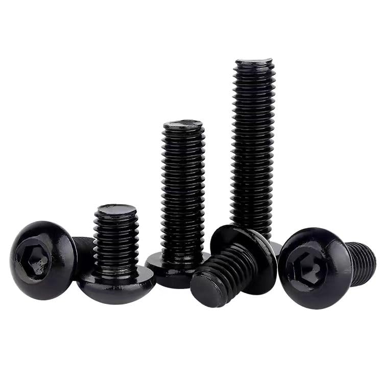 Wensilon (50Pcs) 1/4-20 * 2 Button Head Socket Cap Bolts Screws, 304 Black Stainless Steel, Allen Hex Drive, Bright Finish, Fully Machine Thread - color: Black, size: B 1/4-20*2