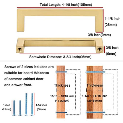 KOOFIZO 10 Pack 3-3/4 in Brushed Gold Cabinet Pulls, Drawer Handles 1816 - color: Brushed Gold, size: 3-3/4" CC - 10Pcs, style: Modern
