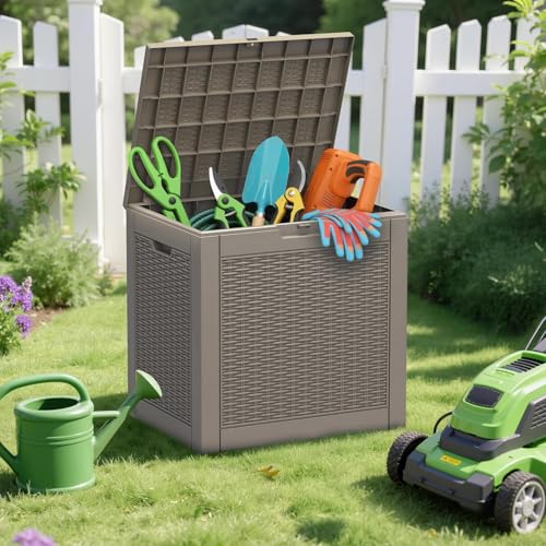 Outdoor Storage Waterproof Deck Box for Patio (30 Gallon, Grey) - color: Grey, size: 30 Gallon