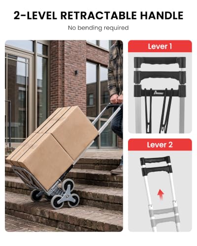 MAZING Stair Climbing Dolly, 176Lbs Capacity, Lightweight Foldable Hand Truck for Stairs, Portable Dolly Cart for Moving Boxes Up & Down Steps, Silver - size: 80kg