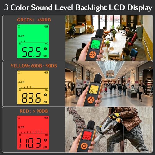 Decibel Meter Digital Sound Level Reader, 30-130 dB, A/C-Weighted