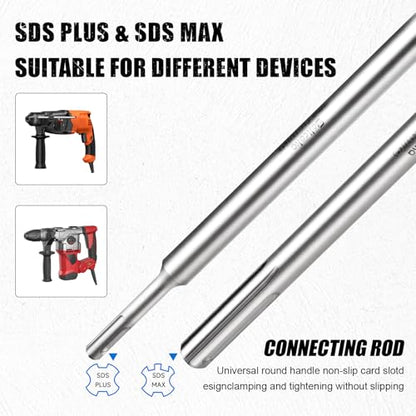 Concrete Hole Saw Kit with Upgraded SDS Plus & Max Shank, Kit Size 30 40 50 65 80 100 110 MM, Concrete Hole Saw Set for Concrete Brick Stone Cement Wall