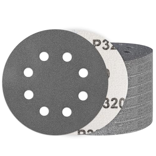 100PCS 5 Inch Sanding Discs 320 Grit, Wet Dry Hook and Loop Sandpaper - style: 320Grit