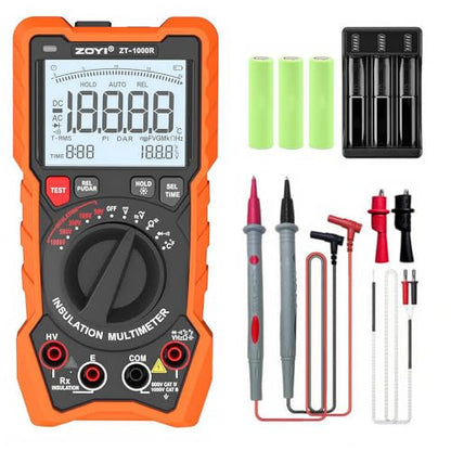ZOYI ZT-1000R 2 in 1 Megohmmeter Multimeter, 50V/100V/250V/500V/1000V 5 Gear with DAR&PI, Insulation Resistance up to 20GΩ, 19999 Counts Auto Range T-RMS, V,Ω,C,FREQ,Temp, Diode,Continuity Tester