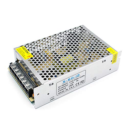 inShareplus 12V 60W LED Power Supply, DC Switching Power Supply, 100-240V AC to DC 12 Volt LED Driver, Converter, 5A 60W Transformer for LED Strip Light, Computer Project - style: 12V 60W