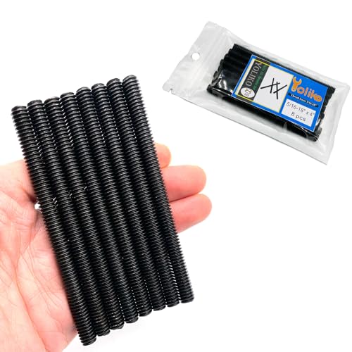 8pcs Black Zinc Fully All Threaded Rod Carbon Steel Long Thread Screw 5/16x4 for Furniture Garden Railing Mounting Assembly Fastening Steel Frame Connection Full Thread Rod for Furniture - size: Black-Zinc 5/16x4 Inch-8P