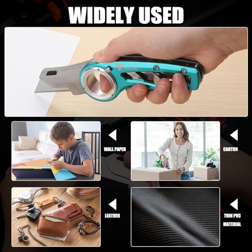 Tondiamo 2 Pcs Folding Pocket Utility Knife Box Cutter, Emerald Green - color: Emerald Green
