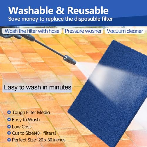 Reusable Air Filter 20x30,Washable Cut to Fit Furnace Filters,MERV 6 Replacement Filter for HVAC, RV, Washable Replacement Air Conditioner Filters, 24 PCs Hooks(Actual 20x30x0.7 in.) - style: MERV 6-1PC-Blue