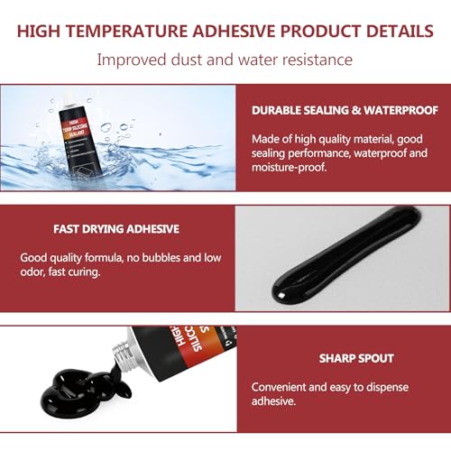 100ml Black Oven Heat Resistant Glue, Fixes Cracks - size: 100ml