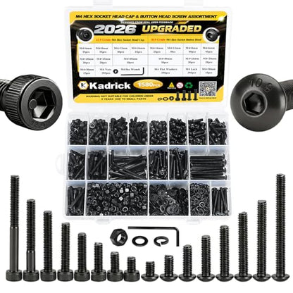 1580PCS M4 Hex Socket Cap Head & Button Head Screws and Nuts Kit - size: M4 1580Pcs 6-40mm