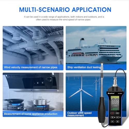 Hot Wire Anemometer and Infrared Thermometer Combo with Tool Case, CFM Anemometer for HVAC Air Flow CMM, Wind Speed Temperature Measurement, and -58 to 1022℉ Non-Contact Thermometer for Industrial Use