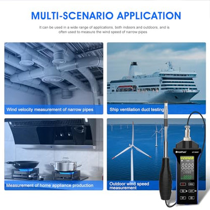 Hot Wire Anemometer and Infrared Thermometer Combo with Tool Case, CFM Anemometer for HVAC Air Flow CMM, Wind Speed Temperature Measurement, and -58 to 1022℉ Non-Contact Thermometer for Industrial Use
