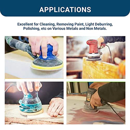 Benchmark Abrasives 5" Hook & Loop Surface Conditioning Non-Woven Discs for Paint Removal Sanding Polishing Deburring Cleaning, Angle Grinder Abrasive Discs (10 Pack) - (Blue - Fine)