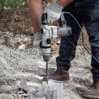 XtremepowerUS 1200W Electric Rotary Hammer SDS Plus Drill Swivel Adjustable Handle Drilling With Flat Chisels, Point Chisels and 3 Drill Bits Carrying Case - size: 1200W