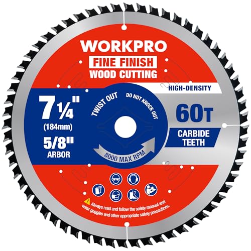 WORKPRO 7-1/4" Circular Saw Blade, 60T Fine Finish Wood Cutting - size: 7-1/4 INCH