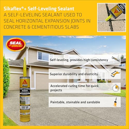 SIKA Sikaflex Self-Leveling Sealant, 12-Pack, 10.1 Oz, Gray – Easy Application, Quick-Curing, Waterproof & Weather-Resistant, Ideal for Driveways, Garages, Sidewalks, and Concrete Joints - color: Gray, size: 10.1 fl. oz (Pack of 12)