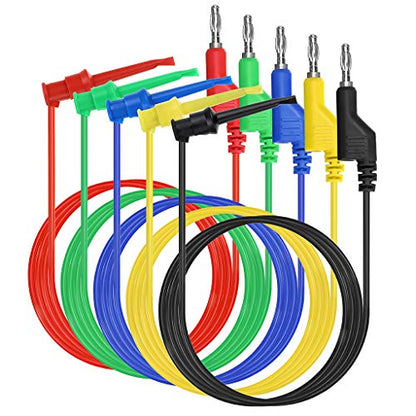 Sumnacon 39 Inch Multimeter Test Lead Set - 5 Pcs Stackable Banana Plug to Test Hook Wire Cable Kit with Protective, Flexible Wire Leads for Electrical Testing 500V/5A - size: 3.3 ft