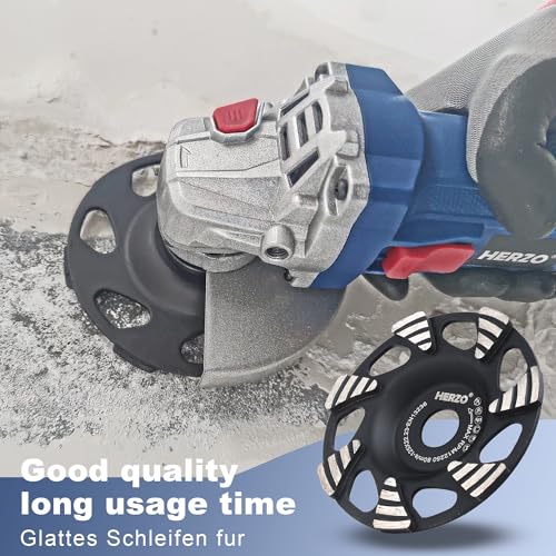 HERZO Grinding Cup Wheel for Concrete 5 inch, Diamond Grinding Disc for Concrete, Stone, Natural Stone, Tile Adhesive, Granite, Masonry, 5in Cup Wheel for Angle Grinders - style: 125mm triangular
