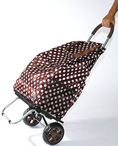 dbest products Bigger Trolley Dolly, Brown Polka Dot Shopping Grocery Foldable Cart - color: Brown Polka Dot