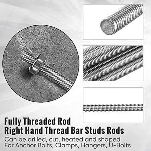 LEIFIDE 24 Pcs 8/32 in 4mm Threaded Rod with Hex Nuts, 8 Inch - size: 8 Inch