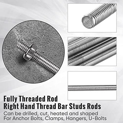 LEIFIDE 24 Pcs 8/32 in 4mm Threaded Rod with Hex Nuts, 8 Inch - size: 8 Inch