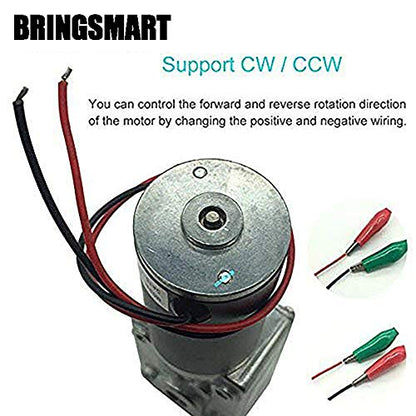 BRINGSMART 24V 160rpm DC Worm Gear Motor Self-Locking Mini Engine Turbine - size: 24V 160rpm