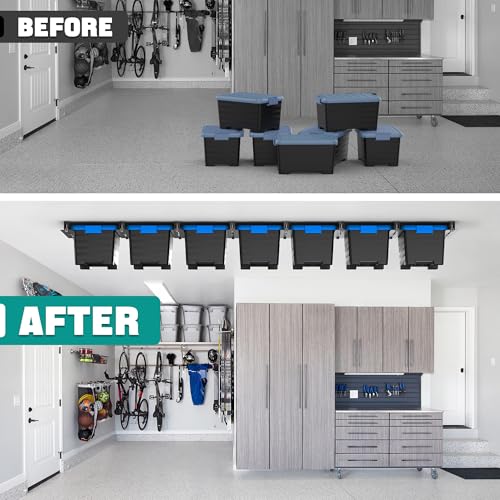 EVERHANGER Ceiling Storage Rack, Heavy Duty Garage Overhead Storage Rack - style: For 7 Bins