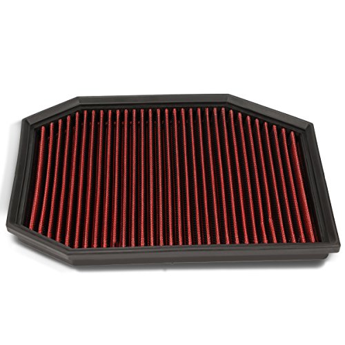 DNA Motoring AFPN-032-RD Clean Air Washable Drop In Panel Air Filter Enhance Engine Performance Power & Acceleration Improve [Compatible with 04-11 BMW 528i 530i 525i 3.0L] - style: 08-11 528i Red