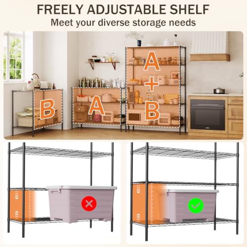 GarveeTech Heavy Duty Garage Shelving Unit, 48 in L x 20 in D x 72 in H - color: Black, size: 48 in L x 20 in D x 72 in H