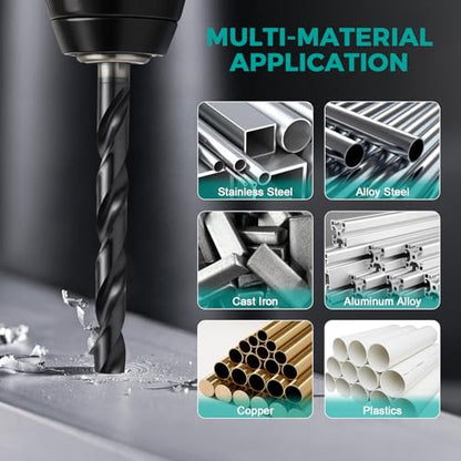 3Pcs 7/32" M35 Cobalt Pro Drill Bit Set, TiAlN with Bullet Point Tip - size: 7/32"(3 Piece)