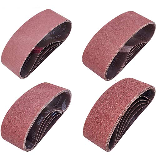 20 PCS 3 inch x 21 inch Abrasive Sanding Belts - 5 Each of 40 80 120 240 Grit Aluminum Oxide Sanding Belts for Belt Sander (3 x 21 inch)