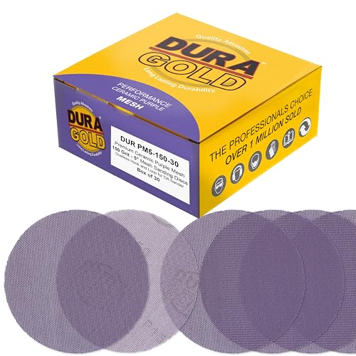 Dura-Gold Premium 150 Grit 5" Purple Ceramic Mesh Sanding Discs, Box of 30 - style: 150 Grit