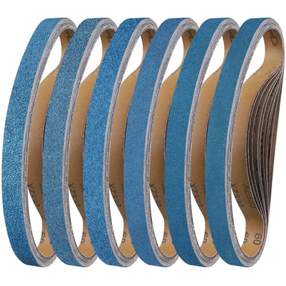 12-Piece Premium 1 x 42 Inch Zirconia Sanding Belts 40-400 Grit - color: Mix Grit, size: 1 x 42 Inch