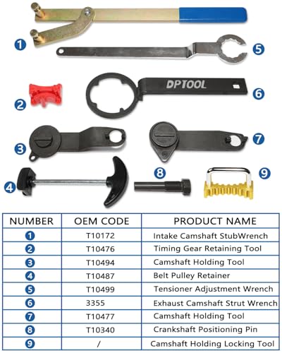 DPTOOL Engine Timing Tool Kit for VAG EA211 1.0 1.2L 1.4L 1.6L FSI TSI TFSI - size: 9PC