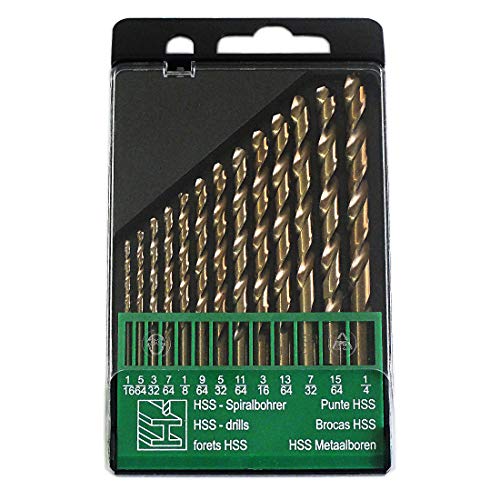 13-Piece M35 Cobalt Drill Bit Set, 1/16-Inch to 1/4-Inch - size: 1/16-1/4 in