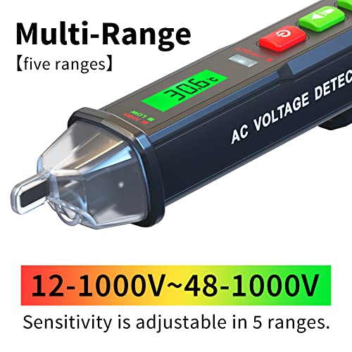 ZOYI ZT-DB03 AC Voltage Detector-5 Sensitivity Gears-Dual-Range 12V-1000V/48V-1000V, Non-Contact Voltage Tester Pen with Break-Point Testing,Flashlight, Electrical Tester for Home,Electricians&DIY - color: Red