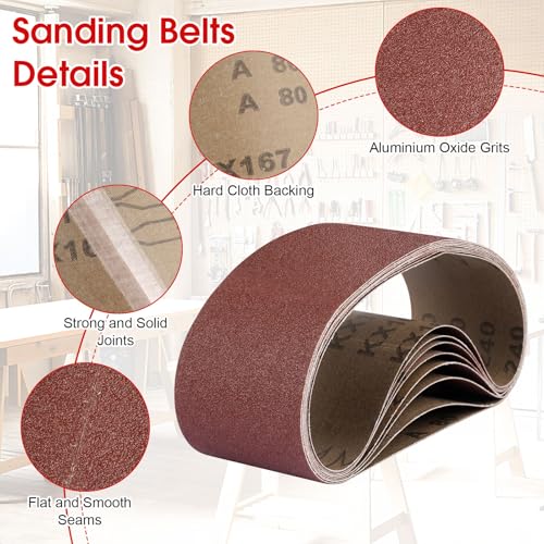 8 Pcs Belt Sander Paper, 3x21 Belt Sander Sanding Belts Sanding Belt - size: 3 x 18 inch