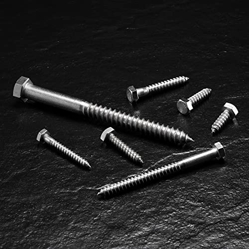 3/8" x 4" Hex Head Lag Screws Bolts 20Pcs 304 Stainless Steel 18-8, Partial Thread, Hexagon Head Wood Screws by SG TZH - size: 3/8-16 x 4"