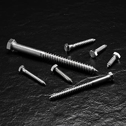 3/8" x 4" Hex Head Lag Screws Bolts 20Pcs 304 Stainless Steel 18-8, Partial Thread, Hexagon Head Wood Screws by SG TZH - size: 3/8-16 x 4"
