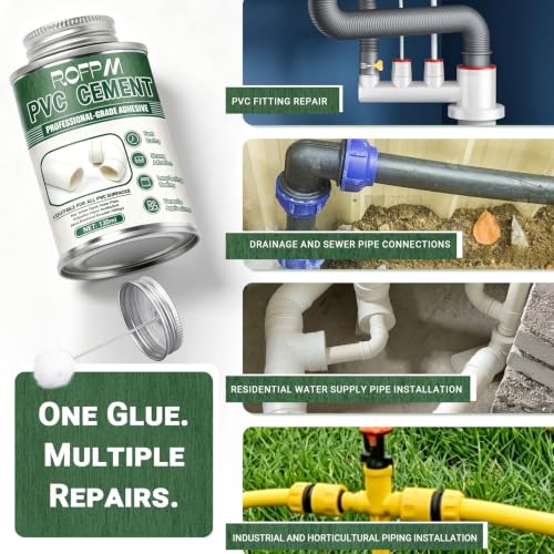 PVC Cement Pipe Glue 4.39floz, Waterproof High Strength PVC Adhesive