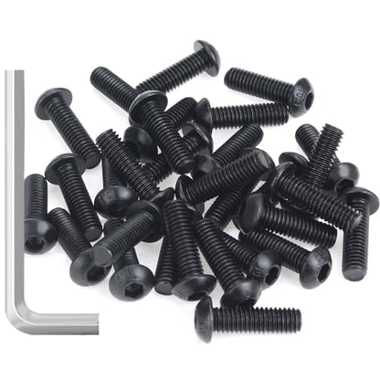 35 Pieces M6 x 20mm Button Head Socket Cap Screws, Thread Pitch 1.0mm, Sutemribor M6 Black Screws, 10.9 Grade Alloy Steel, Black Oxide Finish, Fully Threaded - size: M6 x 20mm, style: Button Head