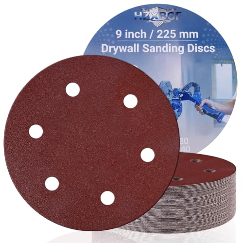 15 PCS 9 Inch 6 Hole Sanding Discs, Mix Grit Hook and Loop Round Sandpaper - color: Mix 15PCS